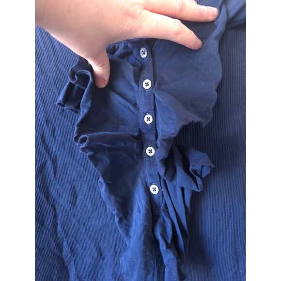 Lauren Ralph Lauren Navy Blue Long Sleeve Ruffle Button Stretch Western 2X Plus - Picture 2 of 3